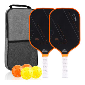 Carbon Fiber Pickleball Paddle 2 Rackets 4 Balls Bag Red Set